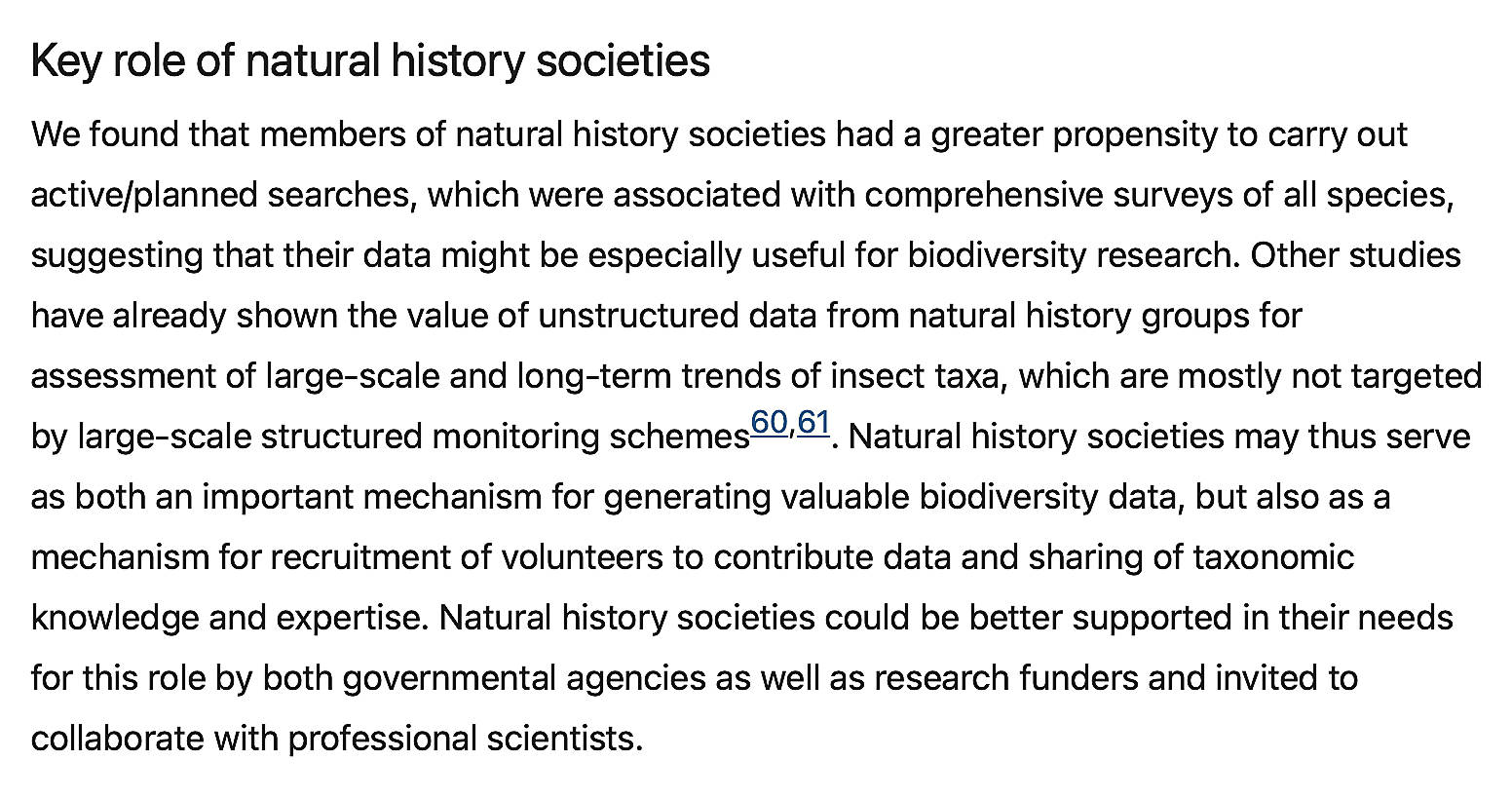 Key role of natural history societies